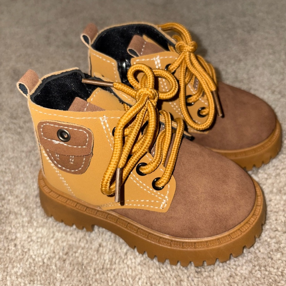 Brown and Tan Kids Boots
